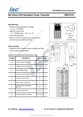 D1515 Datasheet PDF Inchange Semiconductor