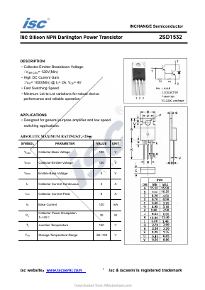 2SD1532 Datasheet PDF Inchange Semiconductor