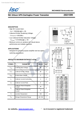 D1599 Datasheet PDF Inchange Semiconductor