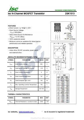 2SK1513 Datasheet PDF Inchange Semiconductor