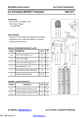 2SK1517 Datasheet PDF Inchange Semiconductor