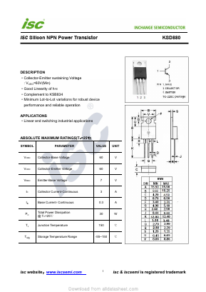 KSD880 Datasheet PDF Inchange Semiconductor