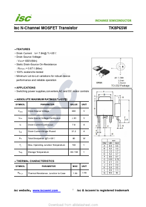 TK8P65W Datasheet PDF Inchange Semiconductor