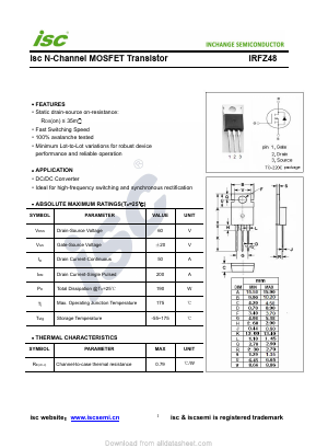 IRFZ48 Datasheet PDF Inchange Semiconductor