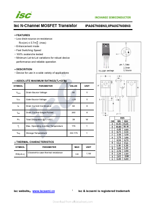 IPA057N08N3 Datasheet PDF Inchange Semiconductor