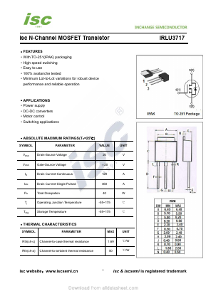 IRLU3717 Datasheet PDF Inchange Semiconductor
