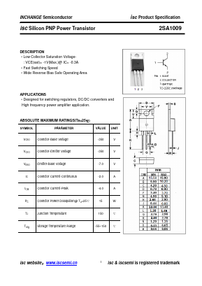 2SA1009 Datasheet PDF Inchange Semiconductor
