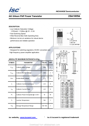 2SA1009A Datasheet PDF Inchange Semiconductor