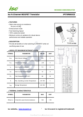IPI70R950CE Datasheet PDF Inchange Semiconductor