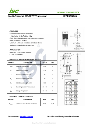 IXFP30N60X Datasheet PDF Inchange Semiconductor
