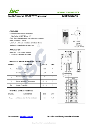 IXKP24N60C5 Datasheet PDF Inchange Semiconductor