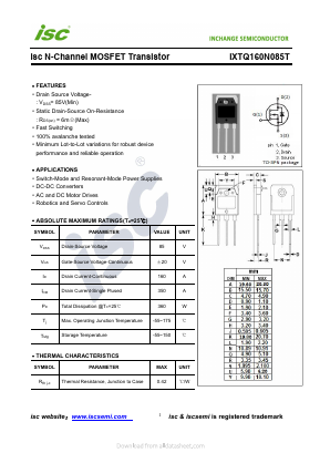 IXTQ160N085T Datasheet PDF Inchange Semiconductor