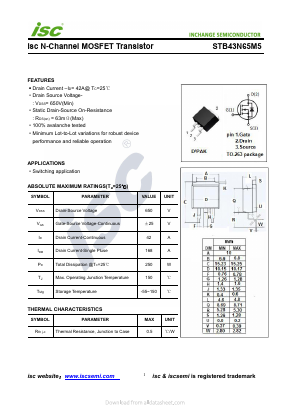 STB43N65M5 Datasheet PDF Inchange Semiconductor