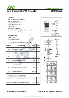 STP57N65M5 Datasheet PDF Inchange Semiconductor