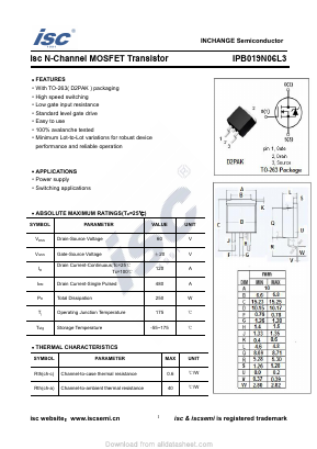 IPB019N06L3 Datasheet PDF Inchange Semiconductor