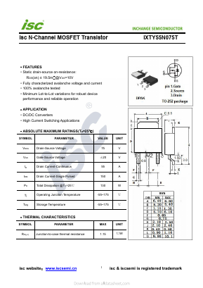 IXTY55N075T Datasheet PDF Inchange Semiconductor