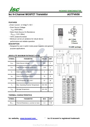 AOTF4N90 Datasheet PDF Inchange Semiconductor