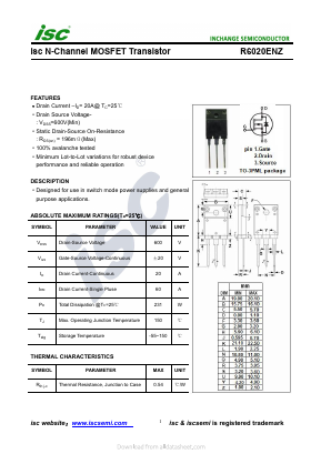 R6020ENZ Datasheet PDF Inchange Semiconductor