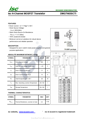 DMG7N65SCTI Datasheet PDF Inchange Semiconductor