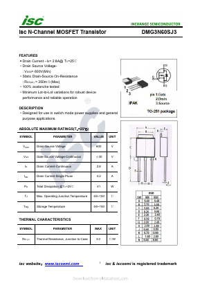 DMG3N60SJ3 Datasheet PDF Inchange Semiconductor