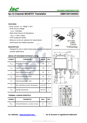 DMN10H100SK3 Datasheet PDF Inchange Semiconductor