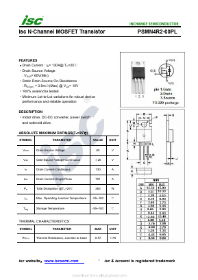 PSMN4R2-60PL Datasheet PDF Inchange Semiconductor