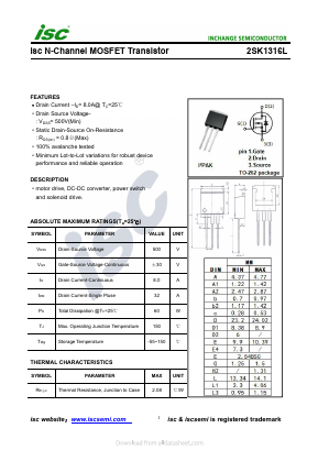 2SK1316L Datasheet PDF Inchange Semiconductor