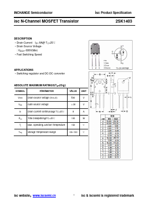 2SK1403 Datasheet PDF Inchange Semiconductor