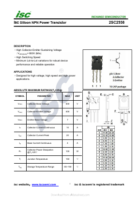 2SC2938 Datasheet PDF Inchange Semiconductor