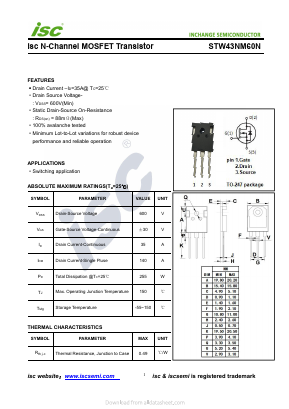 STW43NM60N Datasheet PDF Inchange Semiconductor