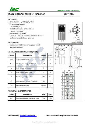 2SK1205 Datasheet PDF Inchange Semiconductor