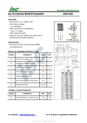 2SK1206 Datasheet PDF Inchange Semiconductor