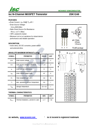 2SK1249 Datasheet PDF Inchange Semiconductor