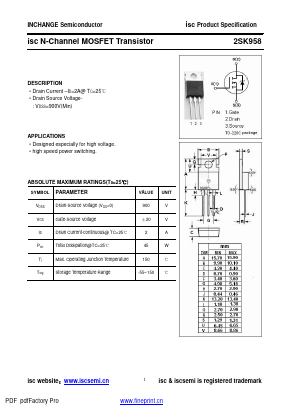 K958 Datasheet PDF Inchange Semiconductor