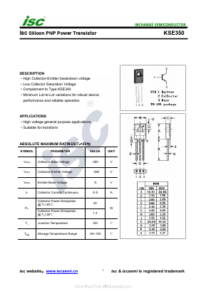 KSE350 Datasheet PDF Inchange Semiconductor
