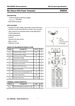 2N6834 Datasheet PDF Inchange Semiconductor