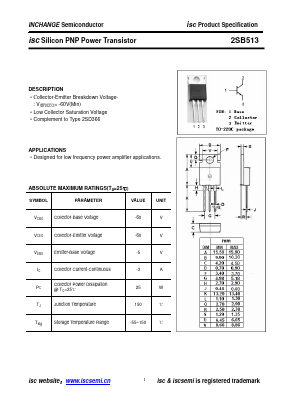 2SB513 Datasheet PDF Inchange Semiconductor