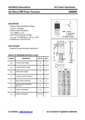 2SB989 Datasheet PDF Inchange Semiconductor