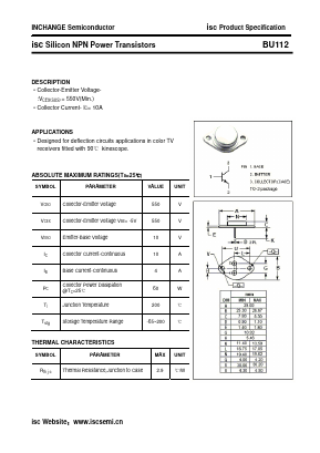 BU112 Datasheet PDF Inchange Semiconductor