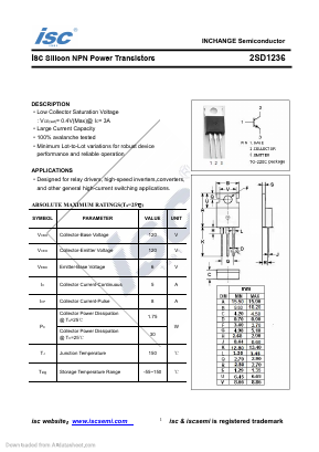 2SD1236 Datasheet PDF Inchange Semiconductor