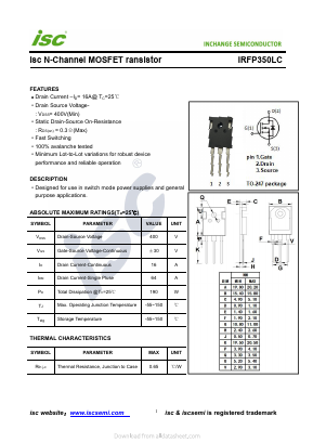 IRFP350LC Datasheet PDF Inchange Semiconductor