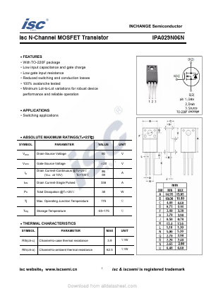 IPA029N06N Datasheet PDF Inchange Semiconductor