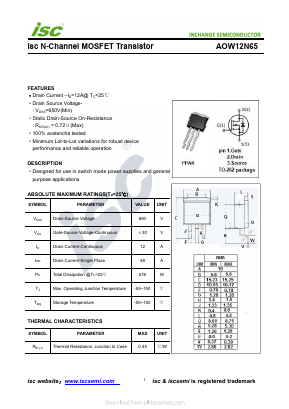 AOW12N65 Datasheet PDF Inchange Semiconductor