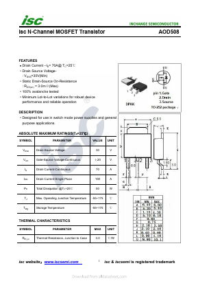 AOD508 Datasheet PDF Inchange Semiconductor
