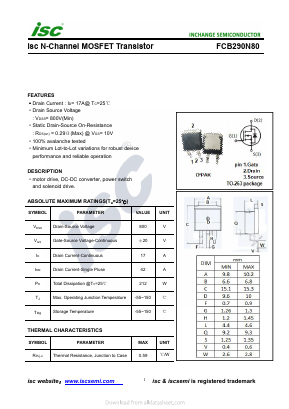 FCB290N80 Datasheet PDF Inchange Semiconductor