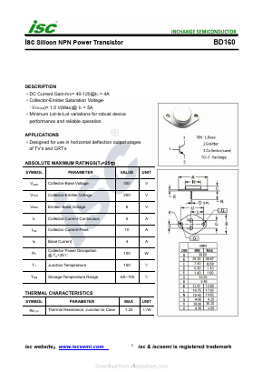 BD160 Datasheet PDF Inchange Semiconductor