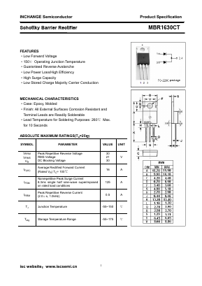 MBR1630CT Datasheet PDF Inchange Semiconductor