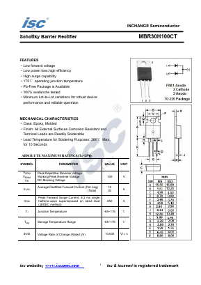 MBR30H100CT Datasheet PDF Inchange Semiconductor