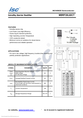 MBRF20L60CT Datasheet PDF Inchange Semiconductor