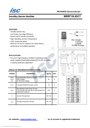 MBRF10L60CT Datasheet PDF Inchange Semiconductor